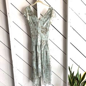 Vintage Style Mint Drop Waist Midi